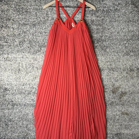 Michael Michael Kors Dress Womens XS Red Pleated Maxi Strappy Sangria MU78WB37R3 - Picture 1 of 7